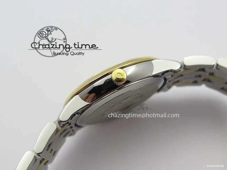 0111 De Ville 27mm SS YG Ladies MK 1:1 Best Edition White MOP Dial On SS Bracelet Ronda Quartz Sophisticated 8192